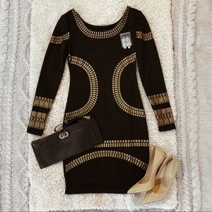 💎BLACK AND GOLD BODYCON DRESS